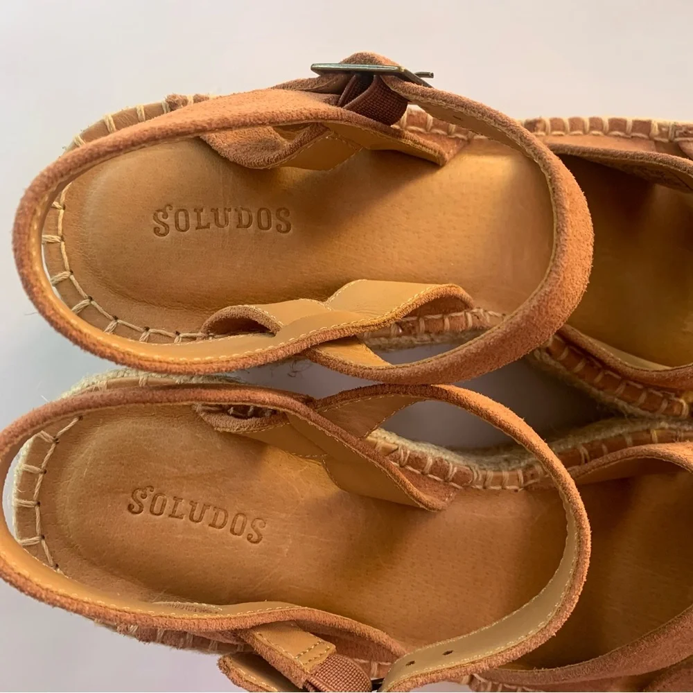 SOLUDOS COMO PLATFORM WEDGE ESPADRILLE SANDALS IN SAHARA PINK. NEW Sz9